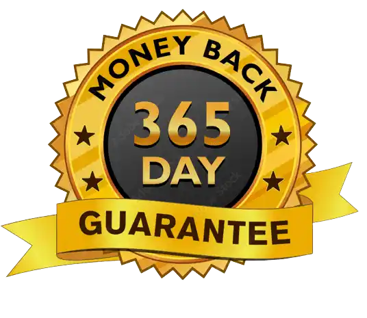 365 Day 100% Money Back Guarantee Badge